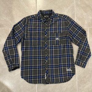Crooks & Castles Flannel Blue Gray Black Checkered Like New